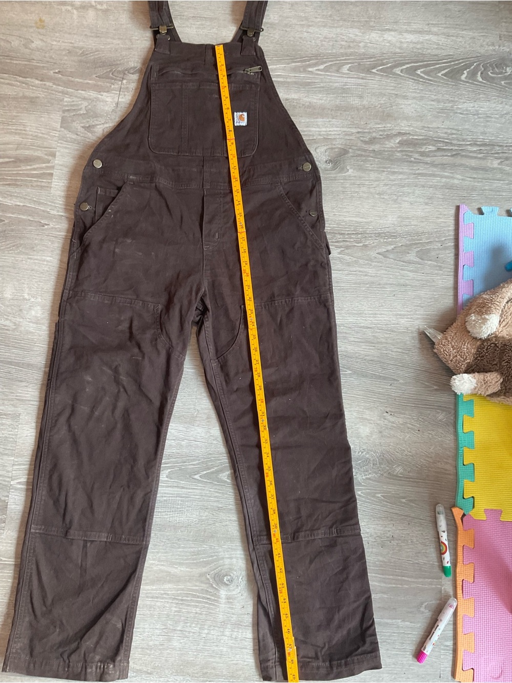 🥕Carhartt Brown Duck Canvas Double Knee Bib Overalls Womens M Workwear Gorpcore - Picture 7 of 11